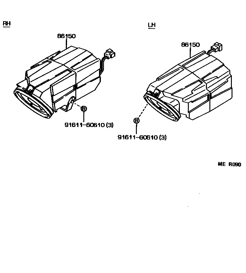 Toyota COROLLA 扬声器 EPC diagram — MER090