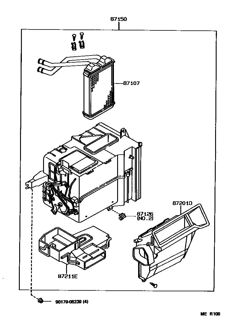 Toyota COROLLA 暖风和空调系统 - 加热装置和鼓风机 EPC diagram — MER106