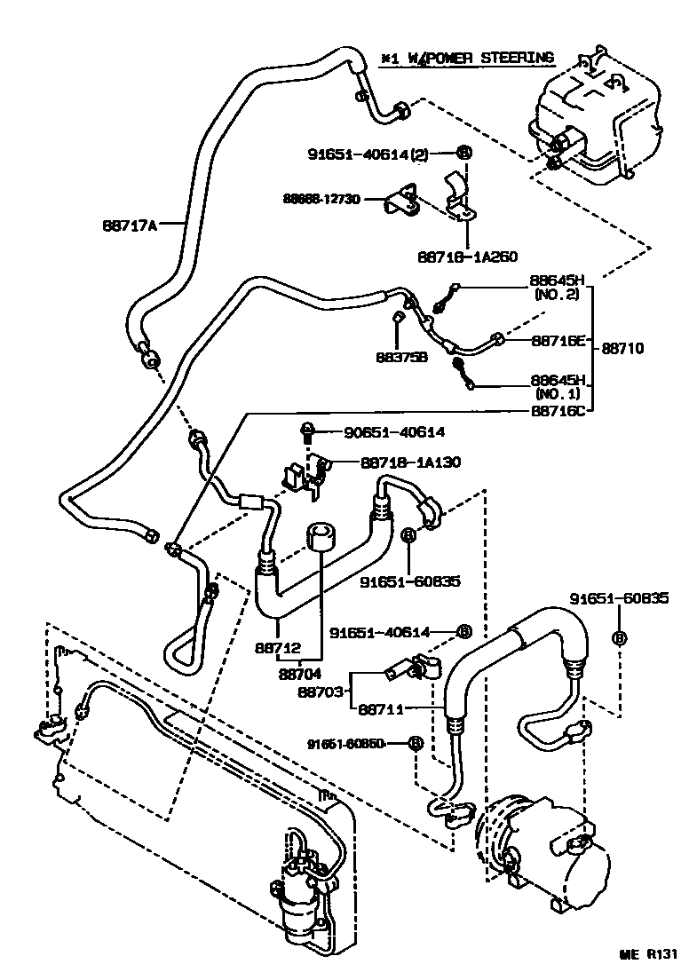 Toyota COROLLA Heating & Air Conditioning - Cooler Piping EPC diagram — MER131