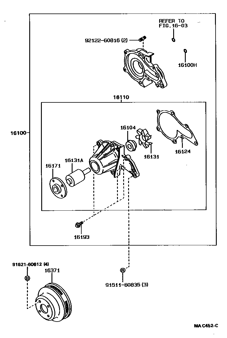 Toyota COROLLA Water Pump EPC diagram — MAC452C