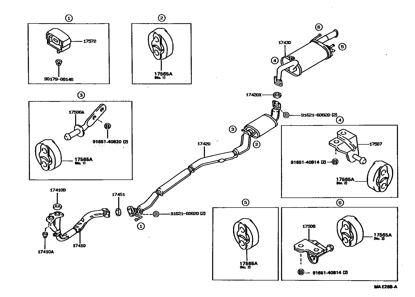 Toyota COROLLA Exhaust Pipe EPC diagram — MAE268A