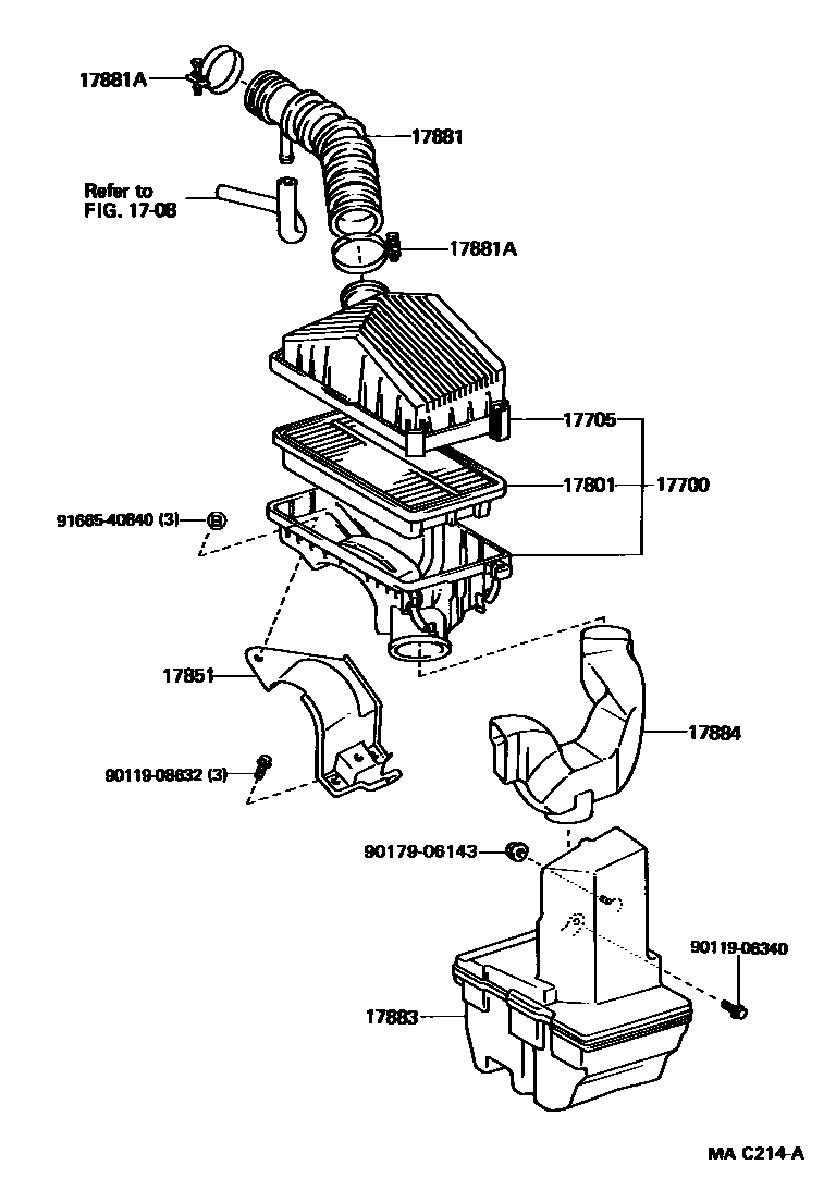 Toyota COROLLA Air Cleaner EPC diagram — MAC214A