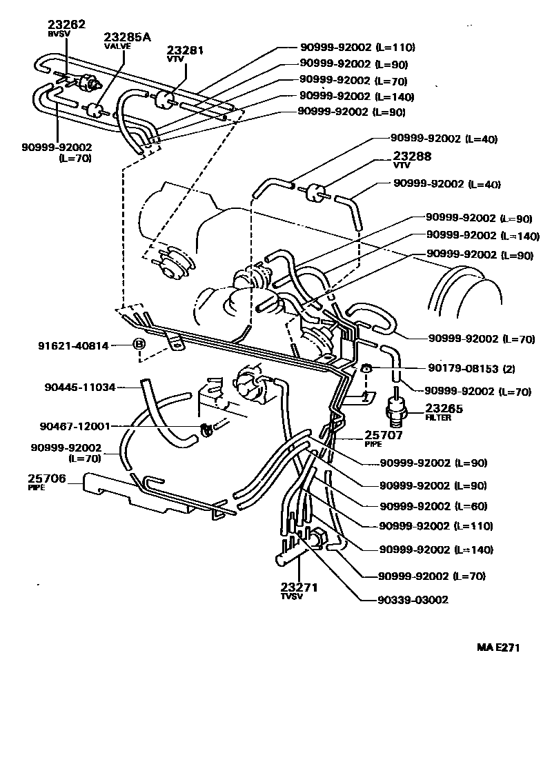 Toyota COROLLA vacuum tube EPC diagram — MAE271