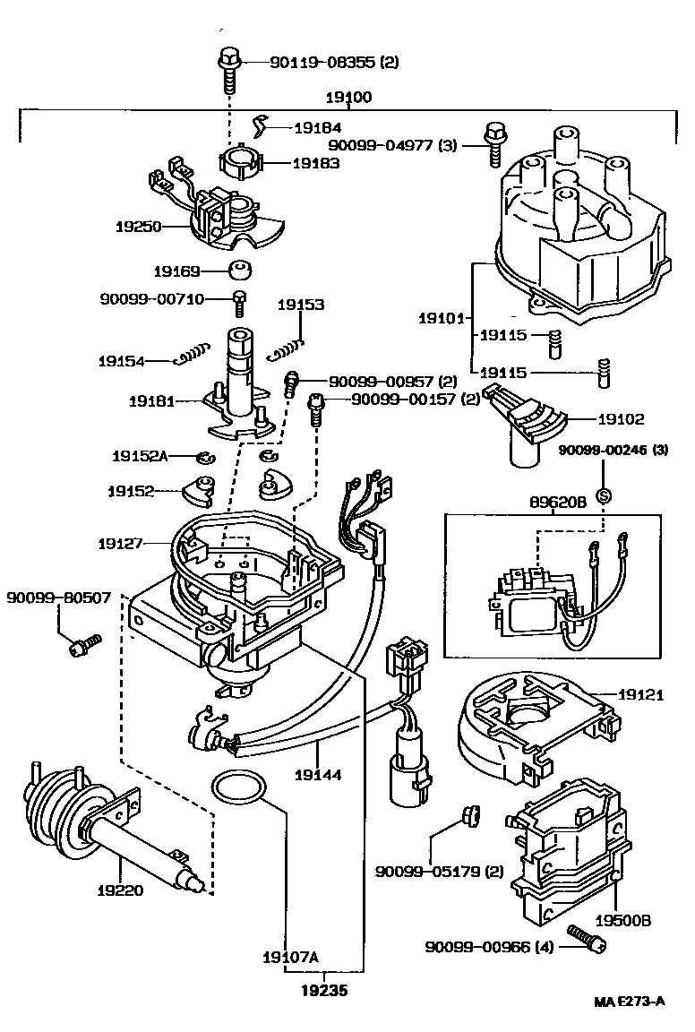 Toyota COROLLA 分电器 EPC diagram — MAE273A