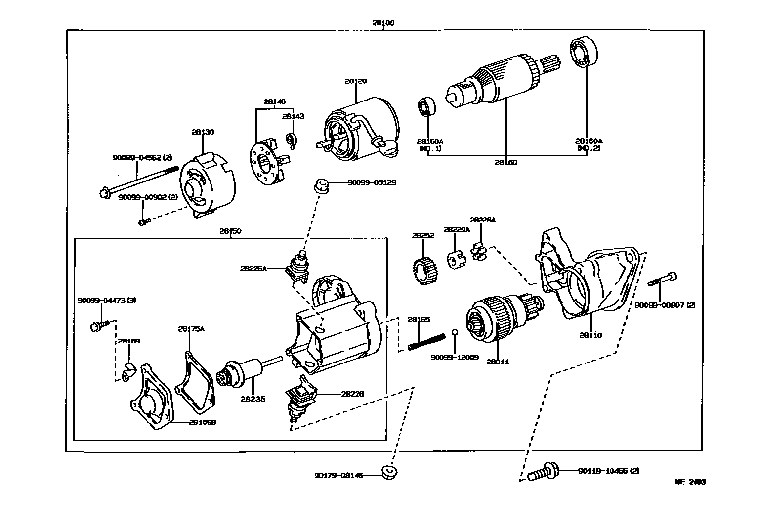 Toyota COROLLA 起动机 EPC diagram — NE2403