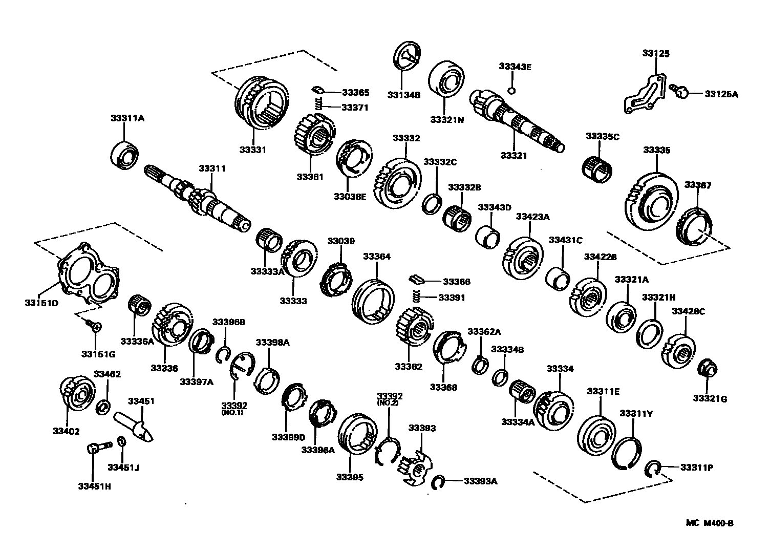 Toyota COROLLA 变速器齿轮(MTM) EPC diagram — MCM400B