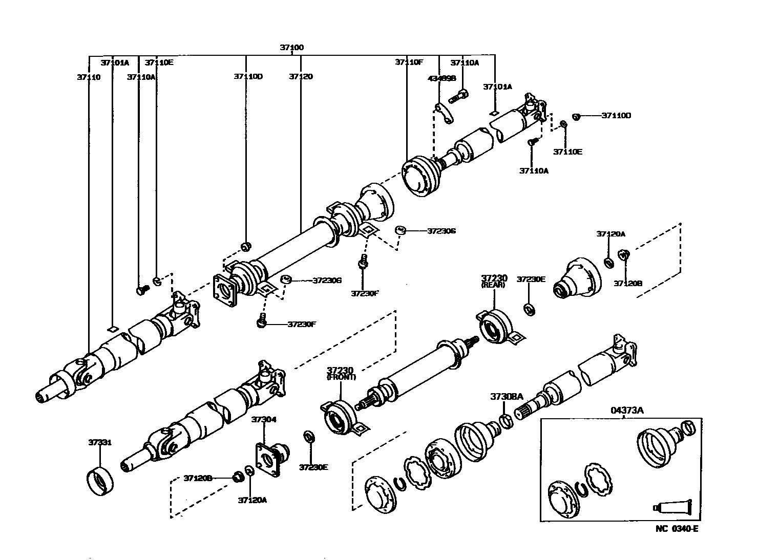 Toyota COROLLA Propeller Shaft & Universal Joint EPC diagram — NC0340E