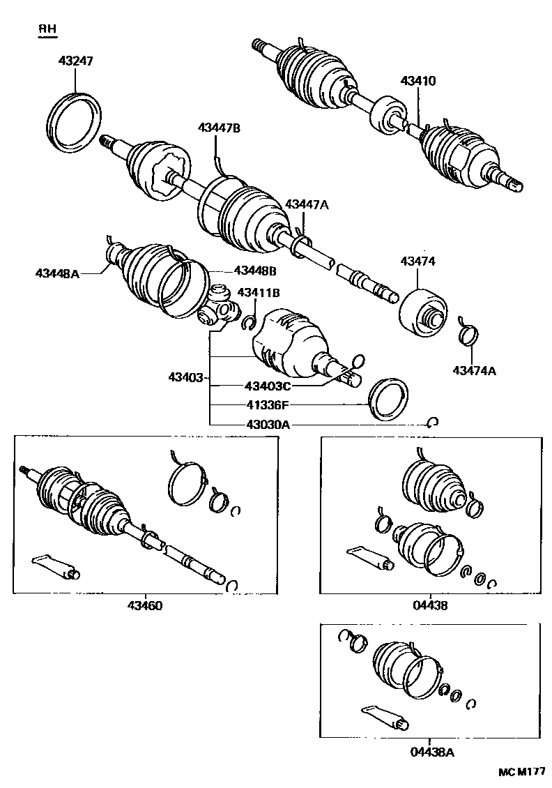 Toyota COROLLA Front Drive Shaft EPC diagram — MCM177
