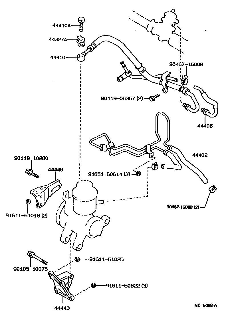 Toyota COROLLA 动力转向配管 EPC diagram — NC5092A