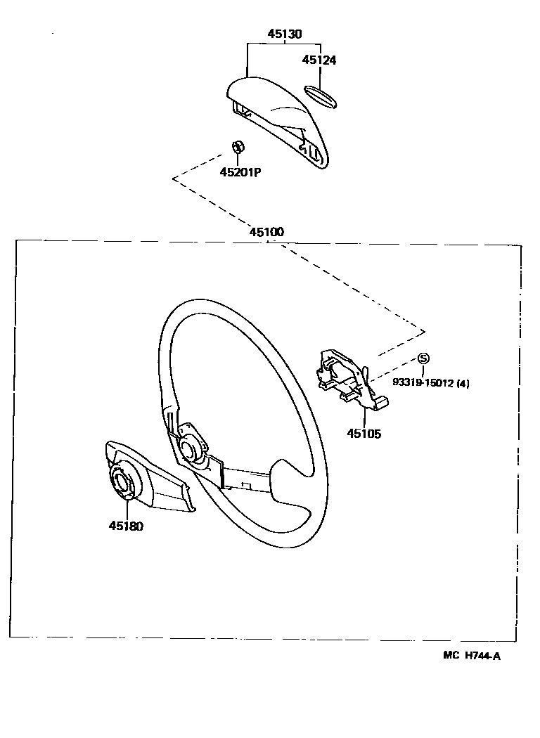 Toyota COROLLA Steering Wheel EPC diagram — MCH744A