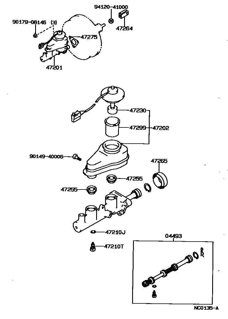 Toyota COROLLA 制动总泵 EPC diagram — NC0135A