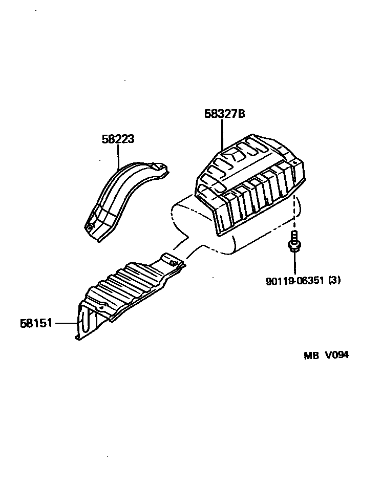 Toyota COROLLA 地板隔热垫 EPC diagram — MBV094