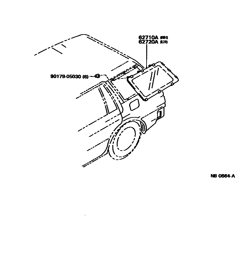 Toyota COROLLA 角窗 EPC diagram — NB0664A