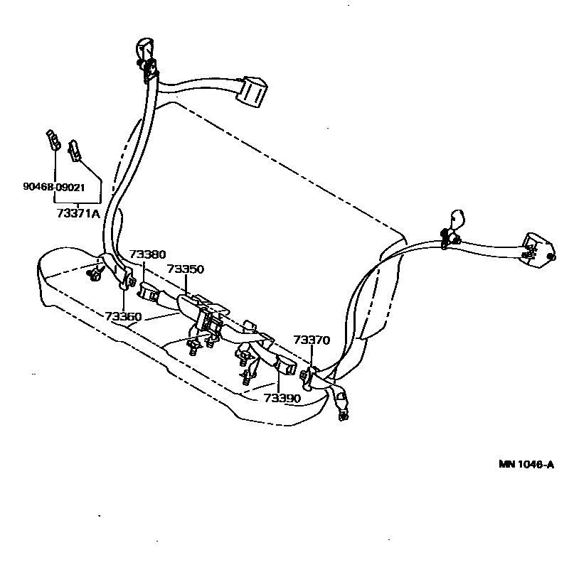 Toyota COROLLA 安全带和儿童保护座椅 EPC diagram — MN1046A