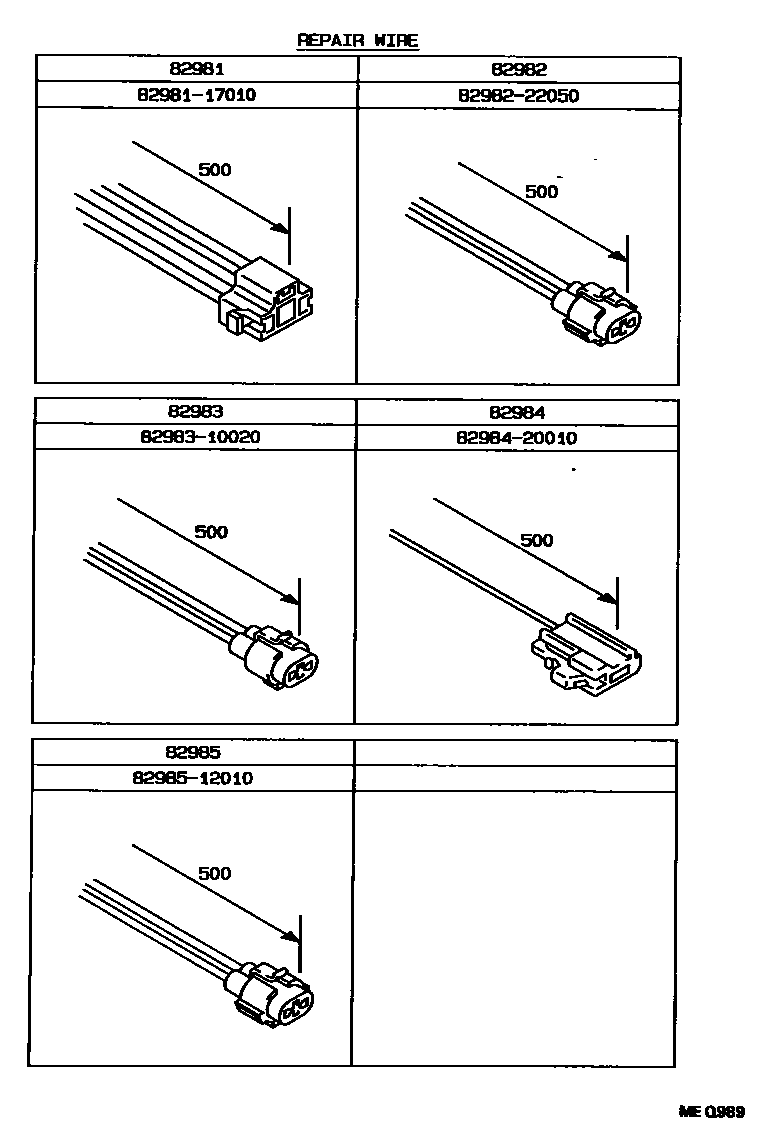 Toyota COROLLA 线束和卡夹 EPC diagram — MEQ989