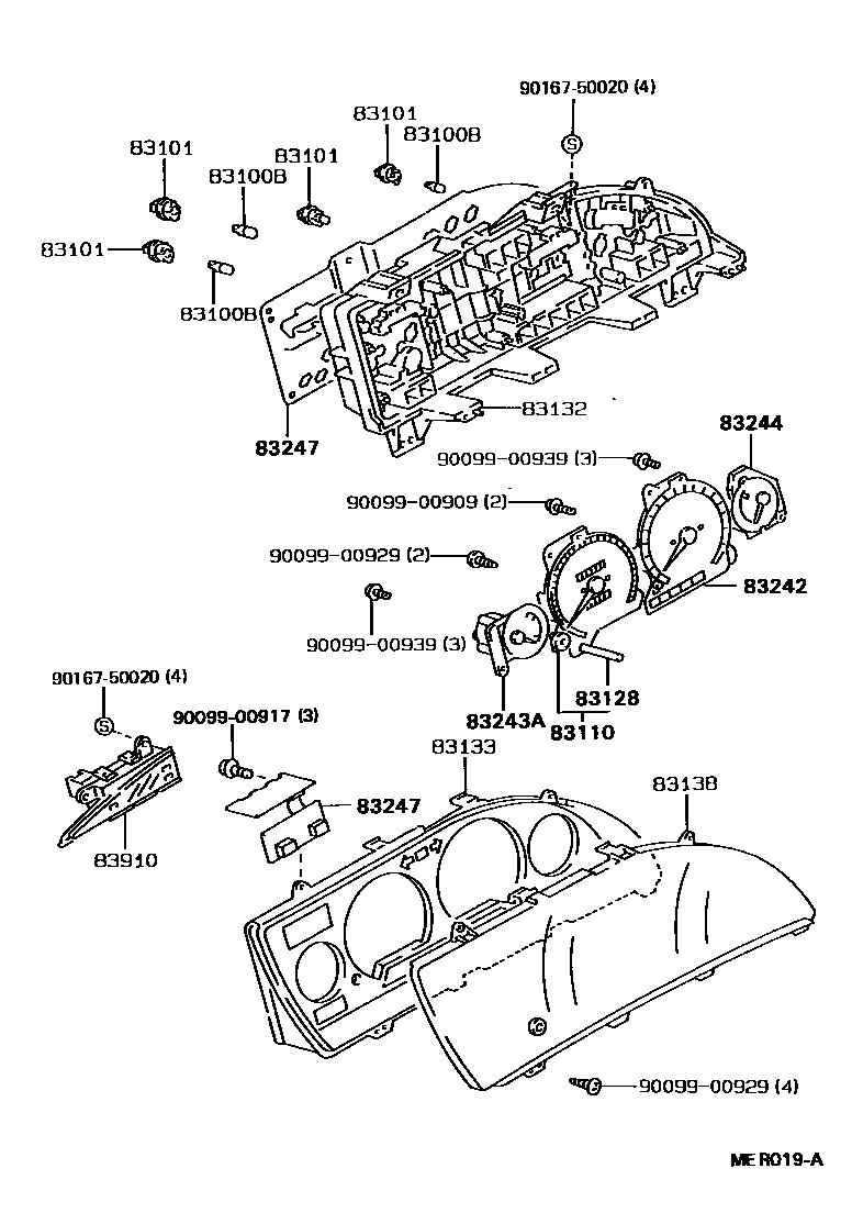 Toyota COROLLA 仪表 EPC diagram — MER019A