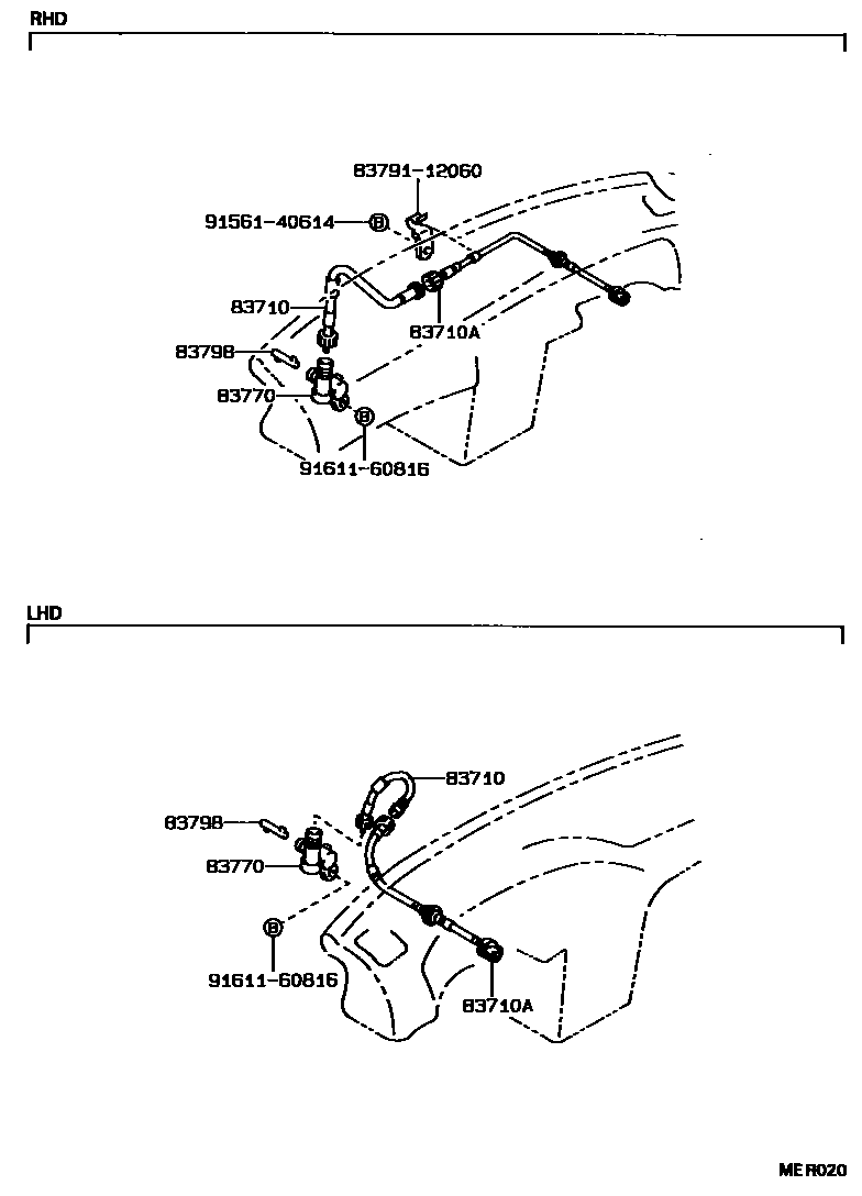 Toyota COROLLA 仪表 EPC diagram — MER020