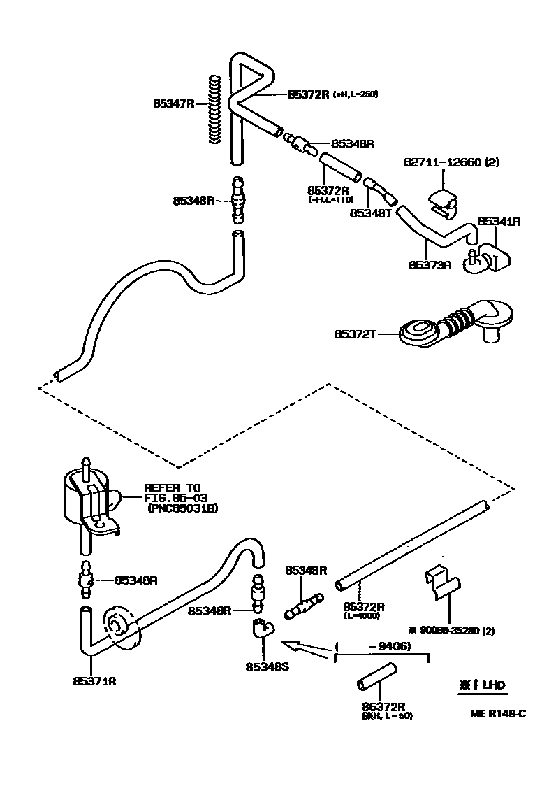 Toyota COROLLA 后清洗器 EPC diagram — MER148C