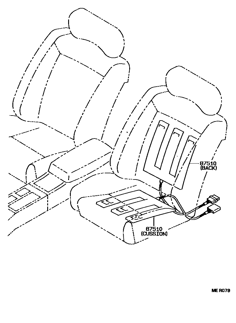 Toyota COROLLA 座椅电机和座椅加热器 EPC diagram — MER079