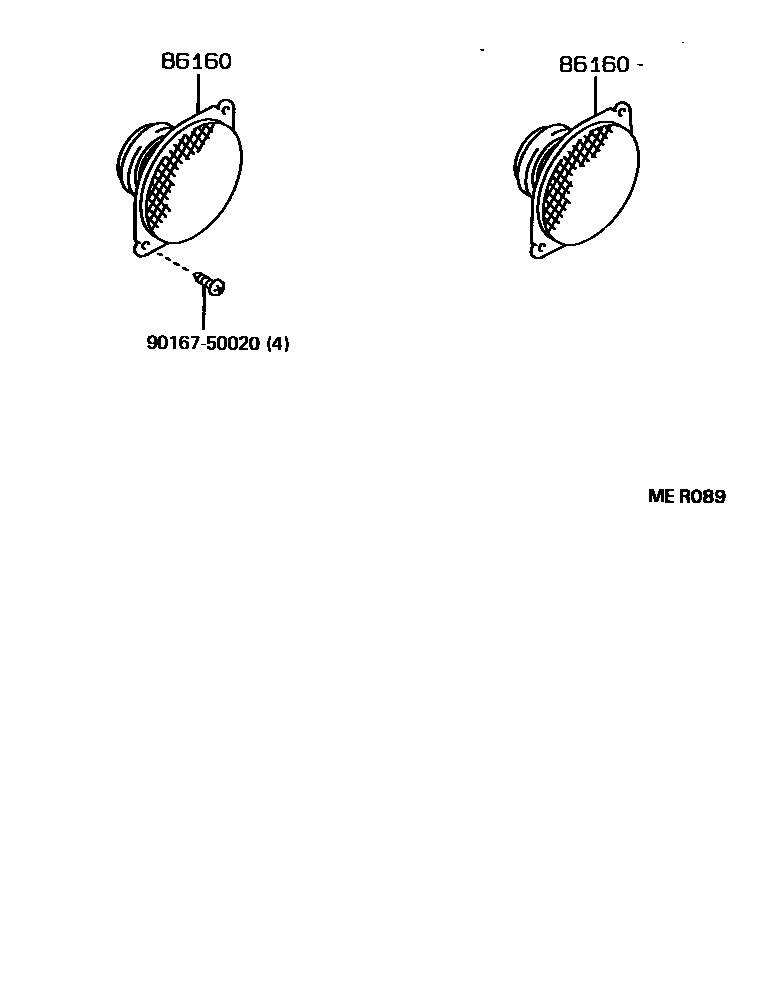 Toyota COROLLA 扬声器 EPC diagram — MER089