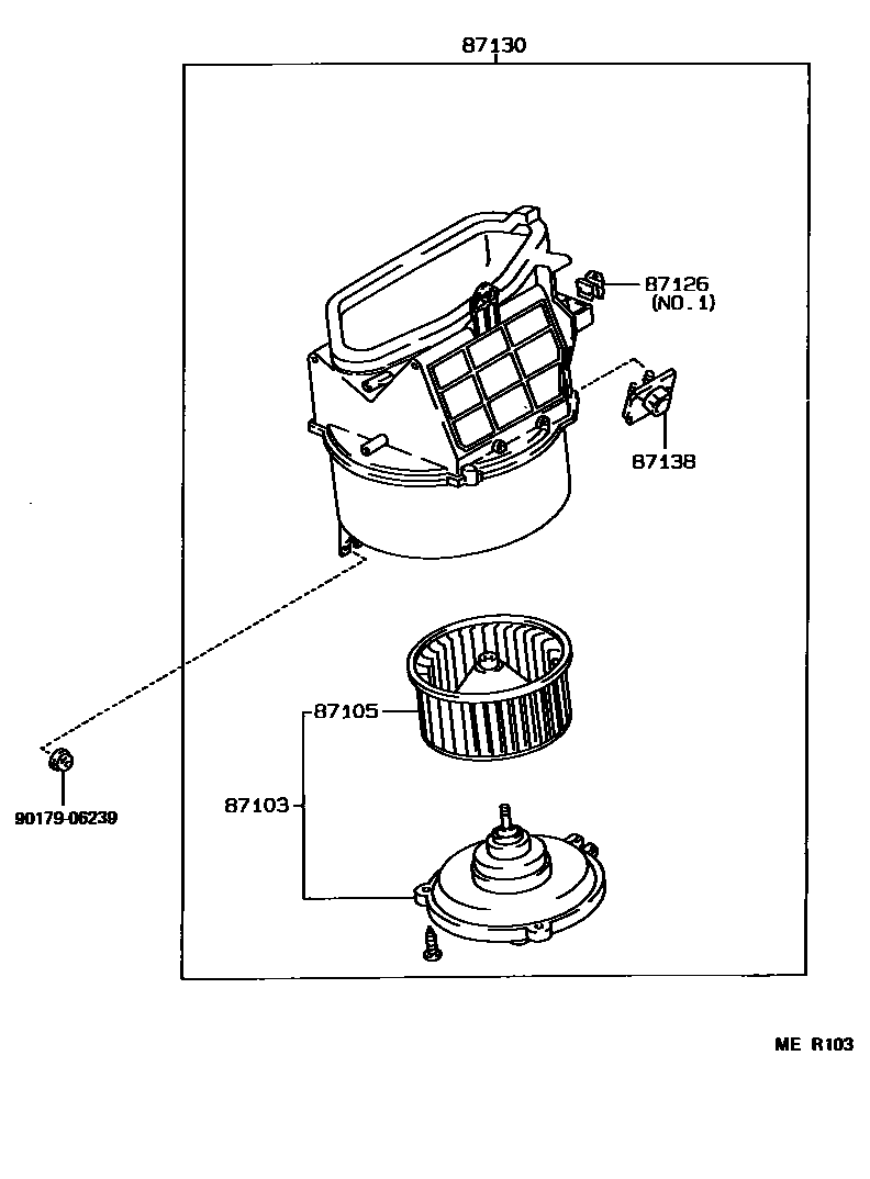 Toyota COROLLA 暖风和空调系统 - 加热装置和鼓风机 EPC diagram — MER103