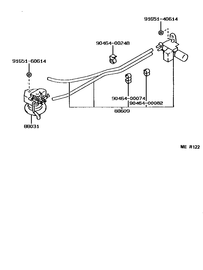 Toyota COROLLA 暖风和空调系统 - 真空管 EPC diagram — MER122