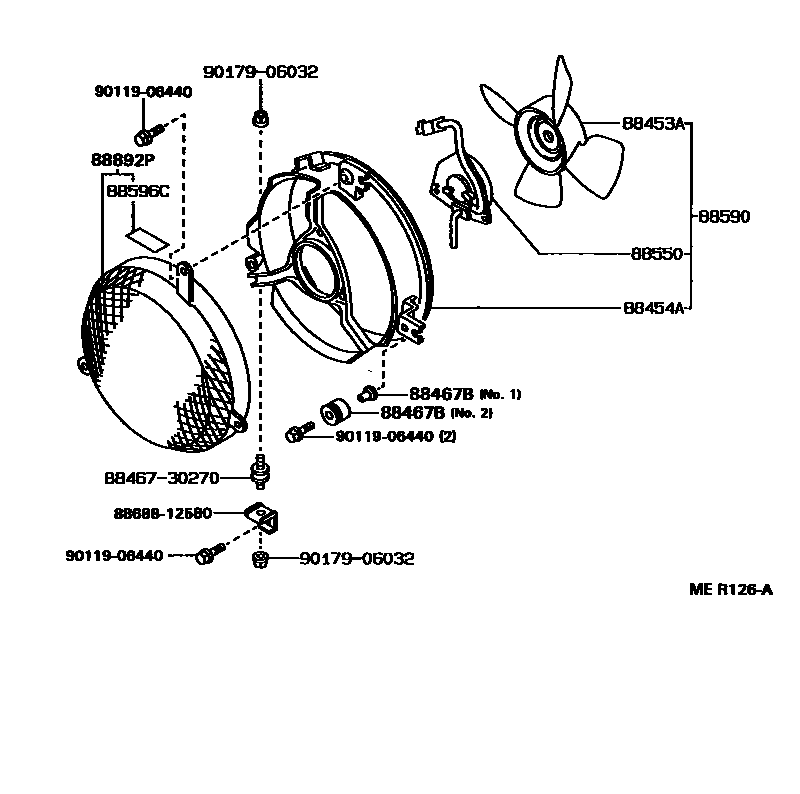 Toyota COROLLA Heating & Air Conditioning - Cooler Piping EPC diagram — MER126A