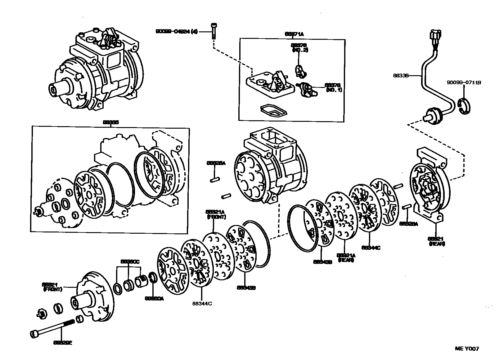 Toyota COROLLA Heating & Air Conditioning - Compressor EPC diagram — MEY007
