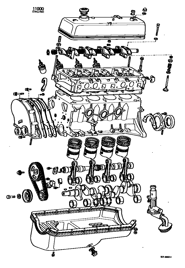 Toyota COROLLA Partial Engine Assembly EPC diagram — MA0002I