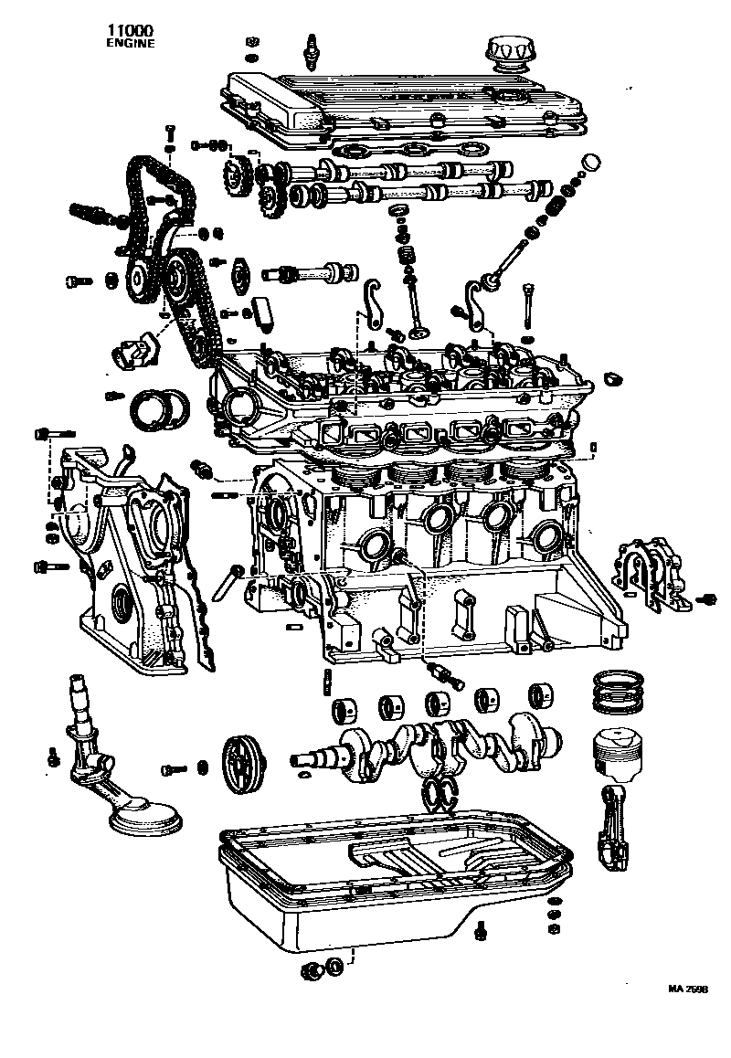 Toyota COROLLA Partial Engine Assembly EPC diagram — MA2598