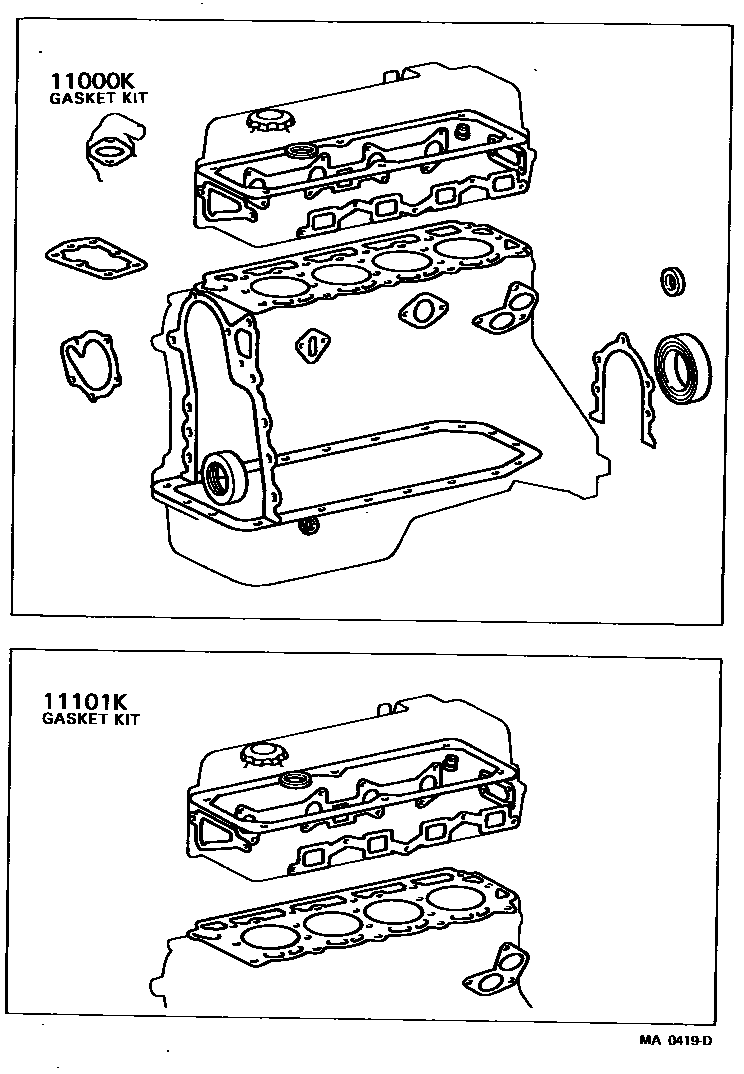 Toyota COROLLA Engine Overhaul Gasket Kit EPC diagram — MA0419D