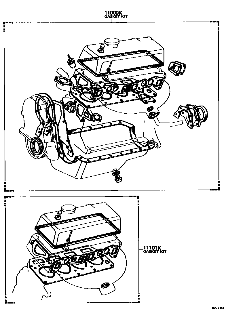 Toyota COROLLA Engine Overhaul Gasket Kit EPC diagram — MA2151
