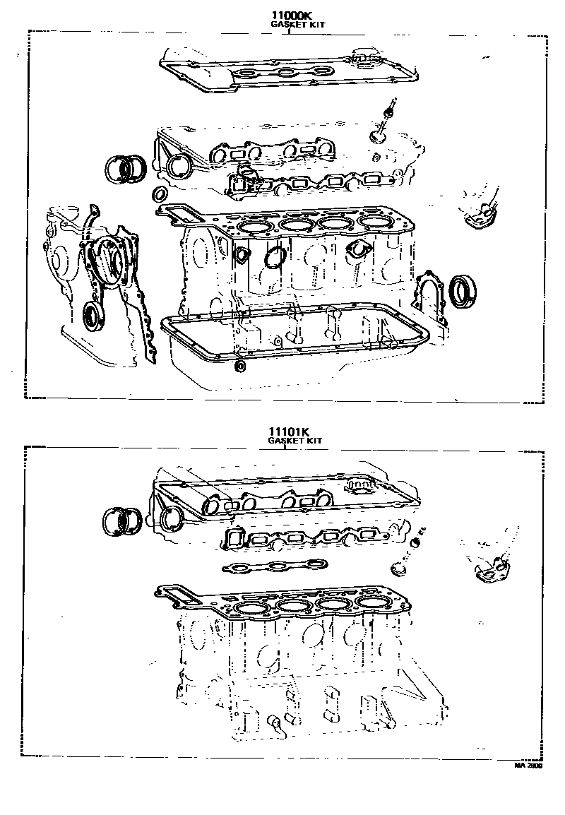 Toyota COROLLA Engine Overhaul Gasket Kit EPC diagram — MA2600
