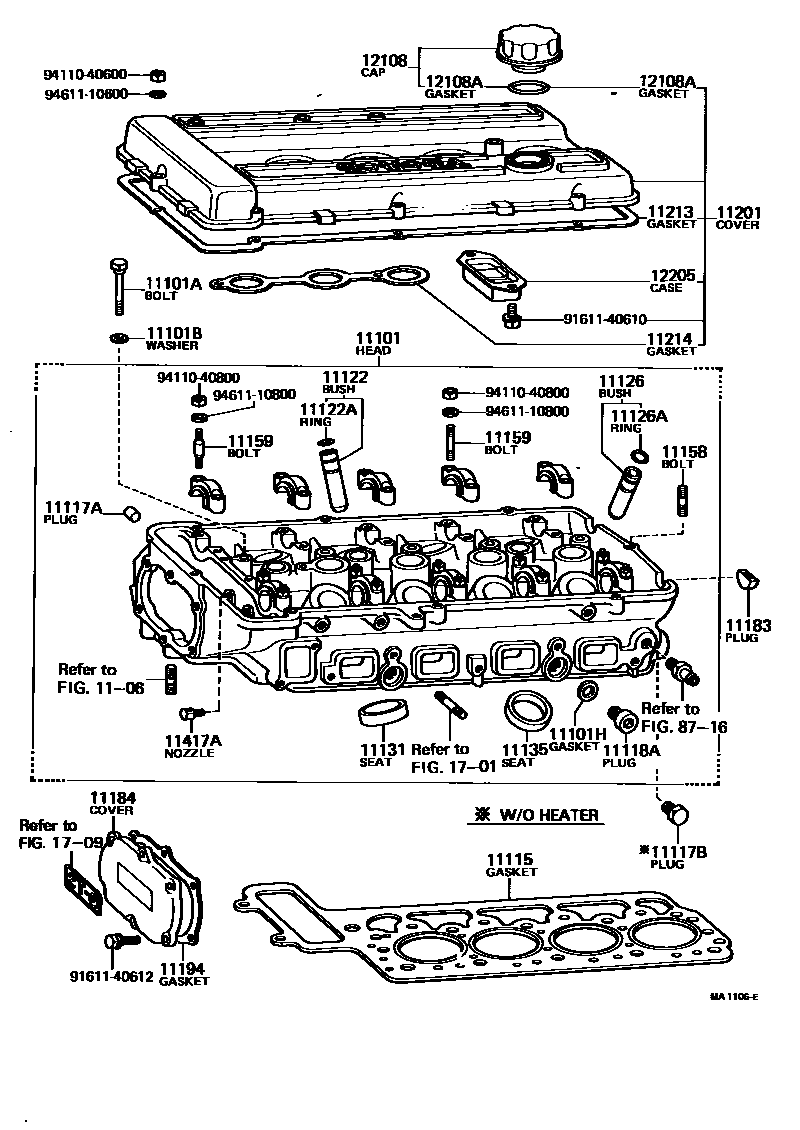Toyota COROLLA Cylinder Head EPC diagram — MA1106E