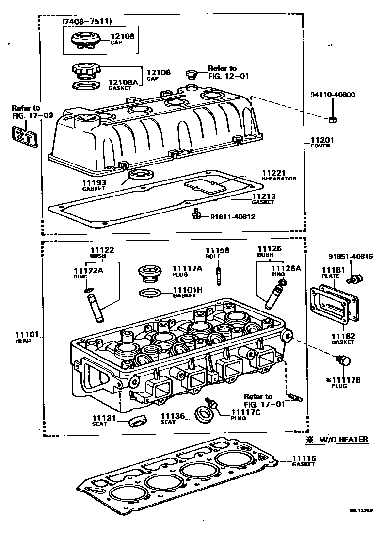 Toyota COROLLA Cylinder Head EPC diagram — MA1329F