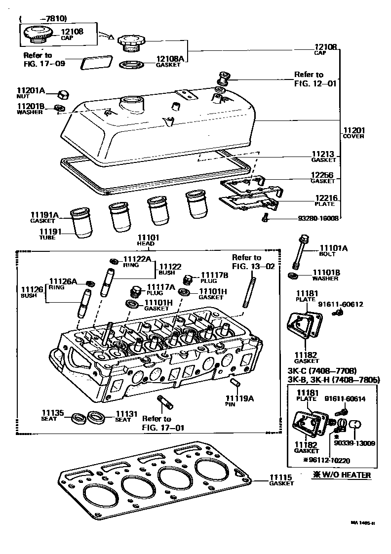 Toyota COROLLA Cylinder Head EPC diagram — MA1465H