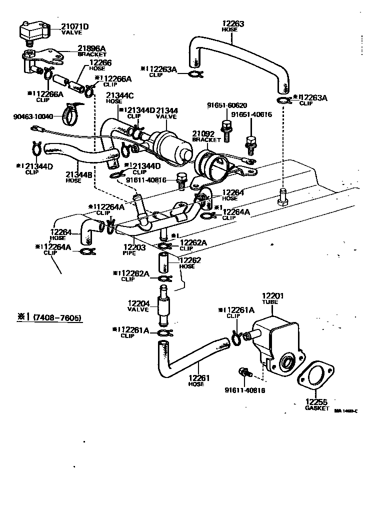 Toyota COROLLA Ventilation Hose EPC diagram — MA1469C
