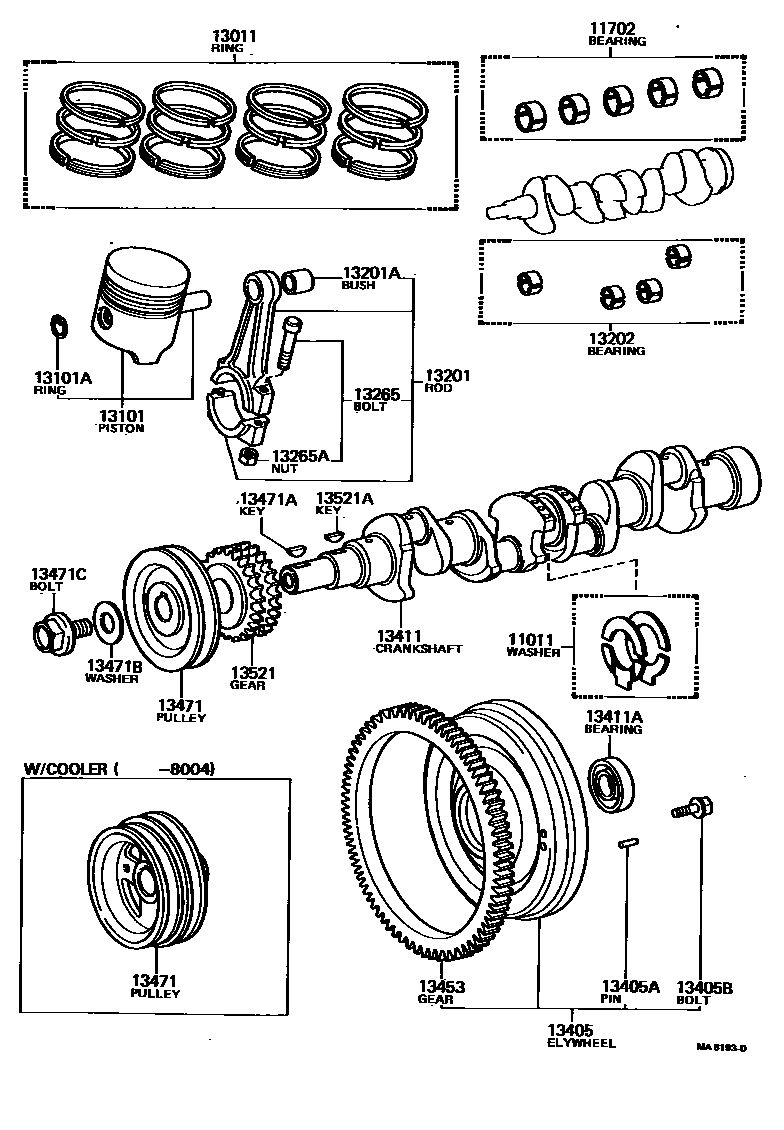 Toyota COROLLA Crankshaft & Piston EPC diagram — MA8193D