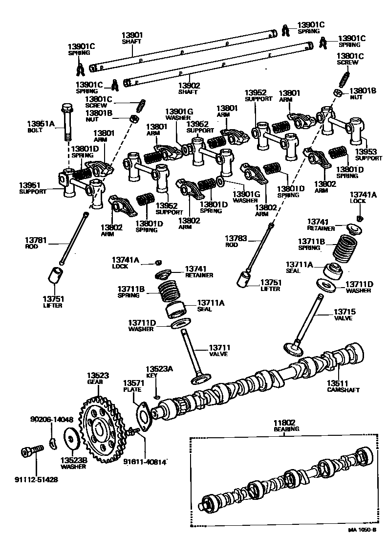 Toyota COROLLA Camshaft & Valve EPC diagram — MA1050B