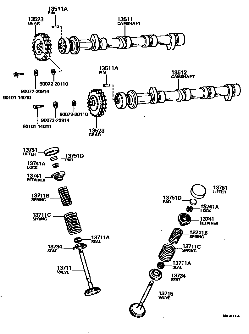 Toyota COROLLA Camshaft & Valve EPC diagram — MA3111A