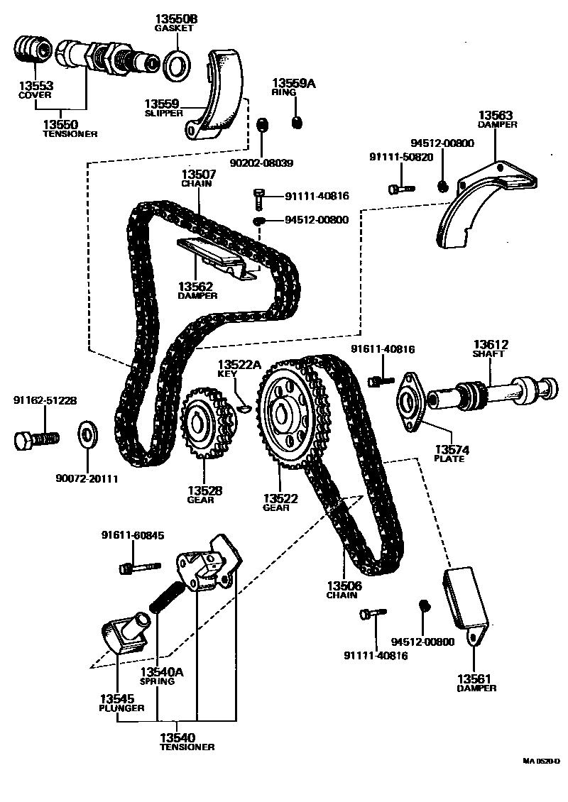 Toyota COROLLA 正时链条 EPC diagram — MA0520D