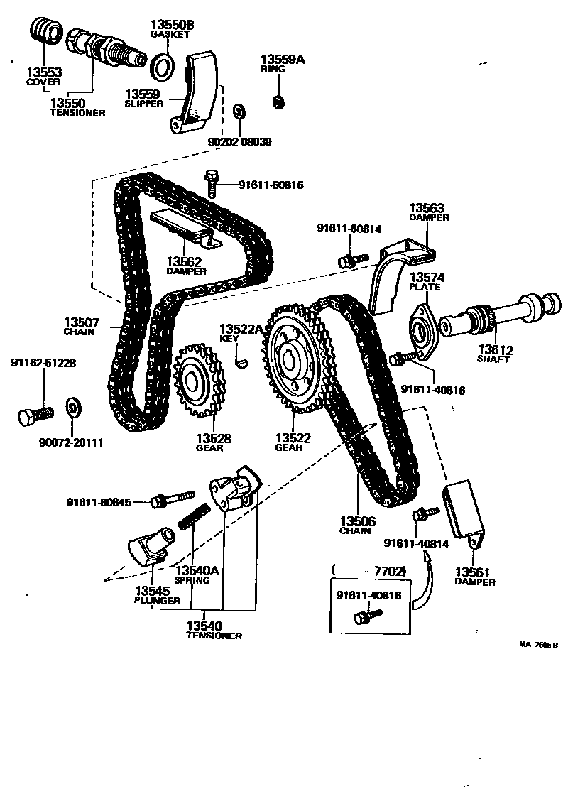 Toyota COROLLA 正时链条 EPC diagram — MA2605B