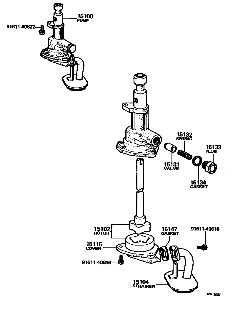 Toyota COROLLA Engine Oil Pump EPC diagram — MA2067