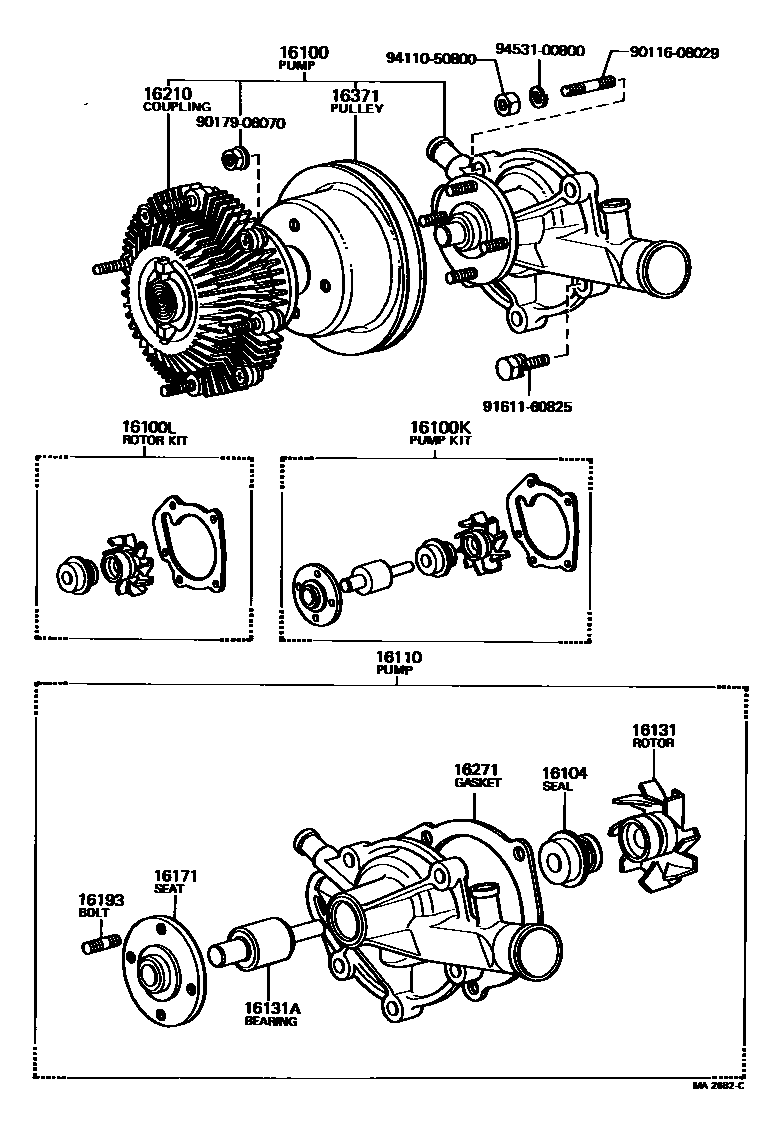 Toyota COROLLA Water Pump EPC diagram — MA2682C