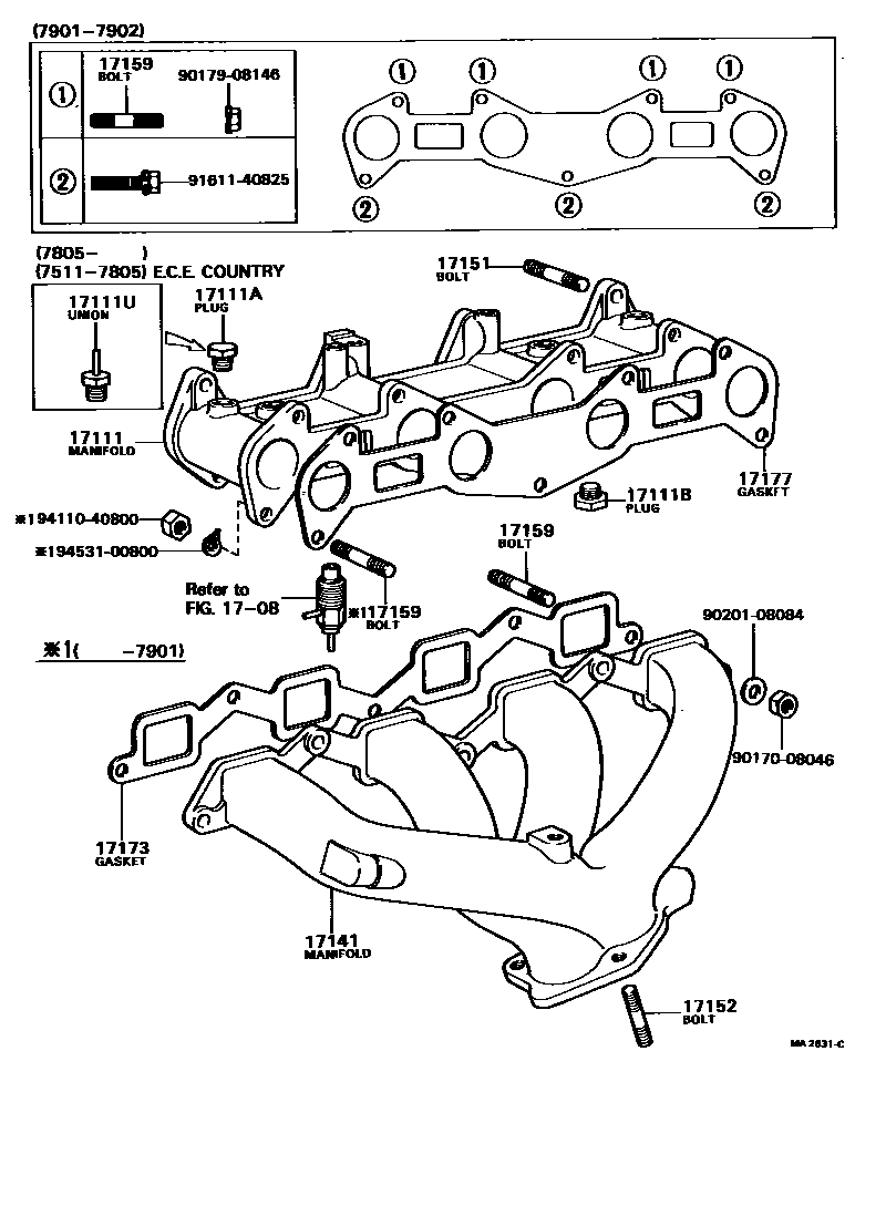 Toyota COROLLA Manifold EPC diagram — MA2631C