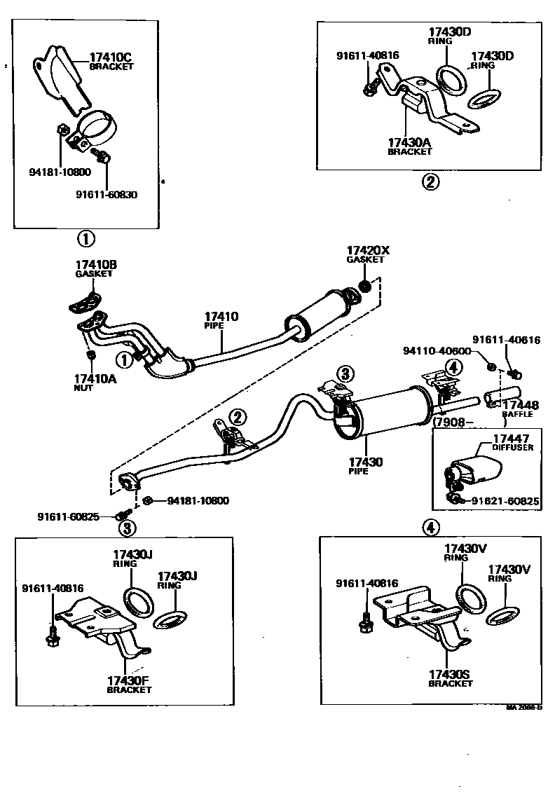 Toyota COROLLA Exhaust Pipe EPC diagram — MA2099D
