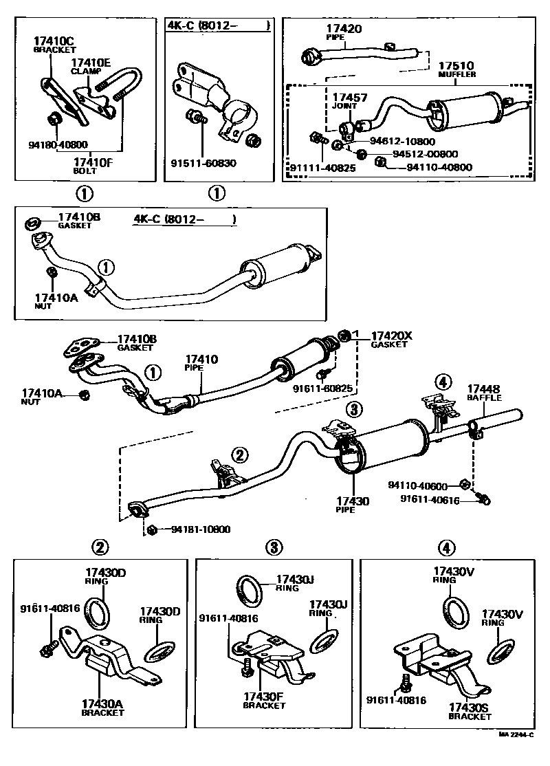 Toyota COROLLA Exhaust Pipe EPC diagram — MA2244C