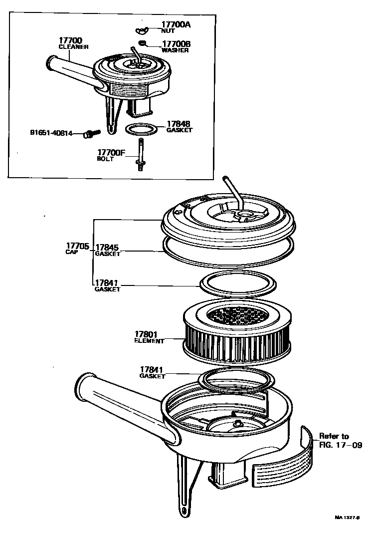 Toyota COROLLA Air Cleaner EPC diagram — MA1327B