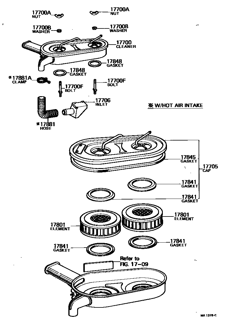 Toyota COROLLA Air Cleaner EPC diagram — MA1328C
