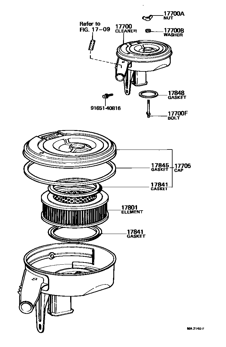 Toyota COROLLA Air Cleaner EPC diagram — MA2140F
